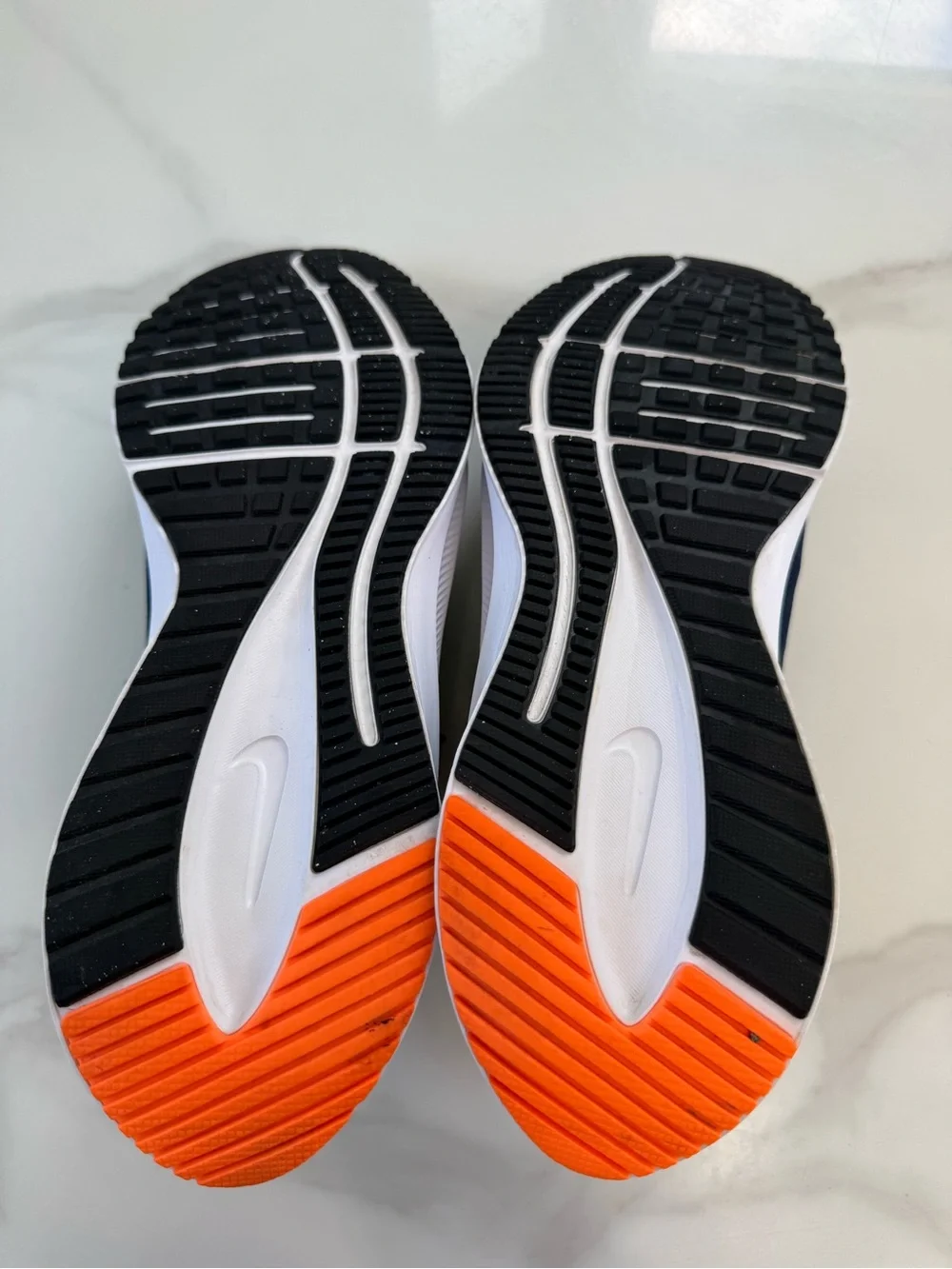 Nike Men’s Navy Athletic Shoes with Orange and Lime Swoosh